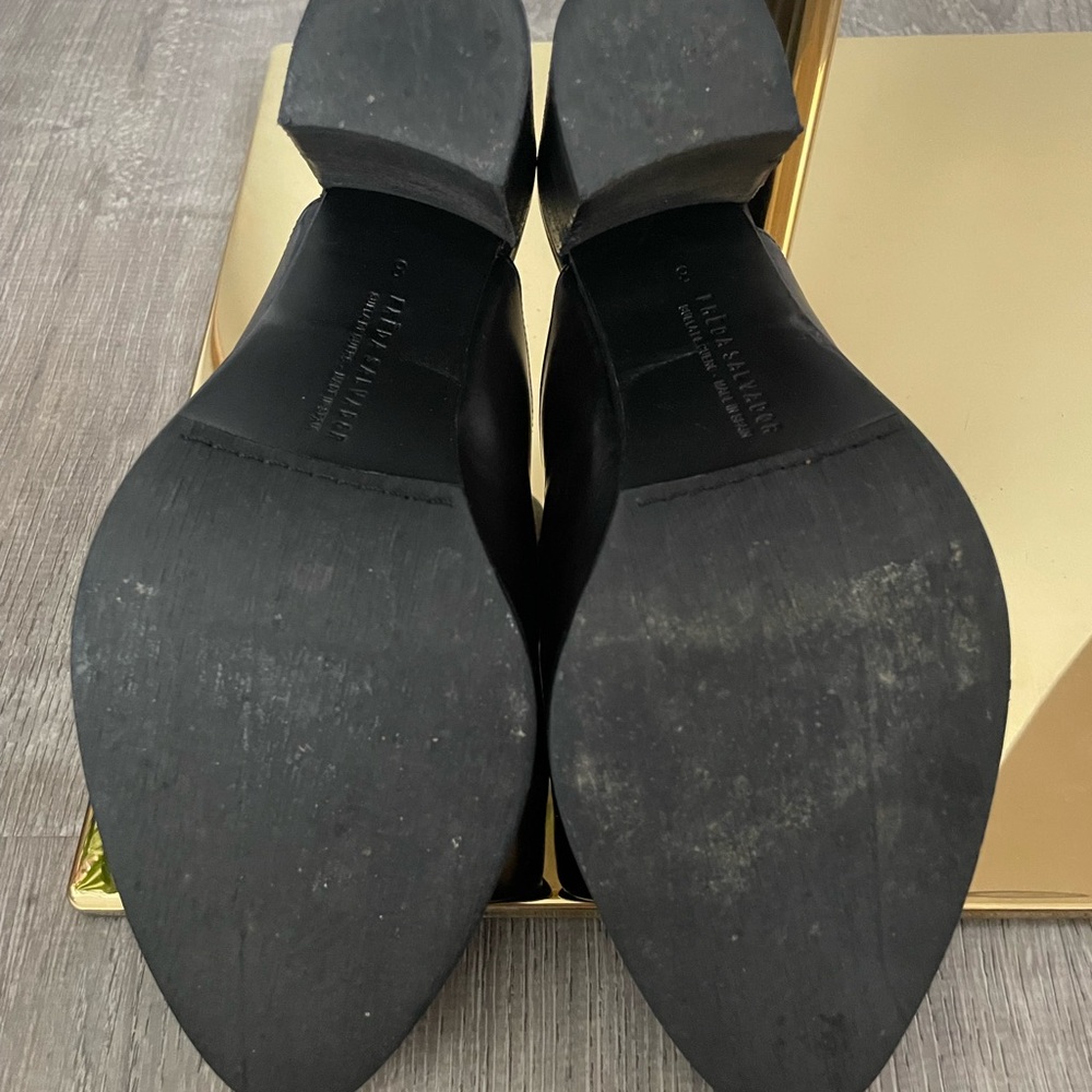 Freda Salvador Black Leather Mule Heels 8 - Picture 5 of 5